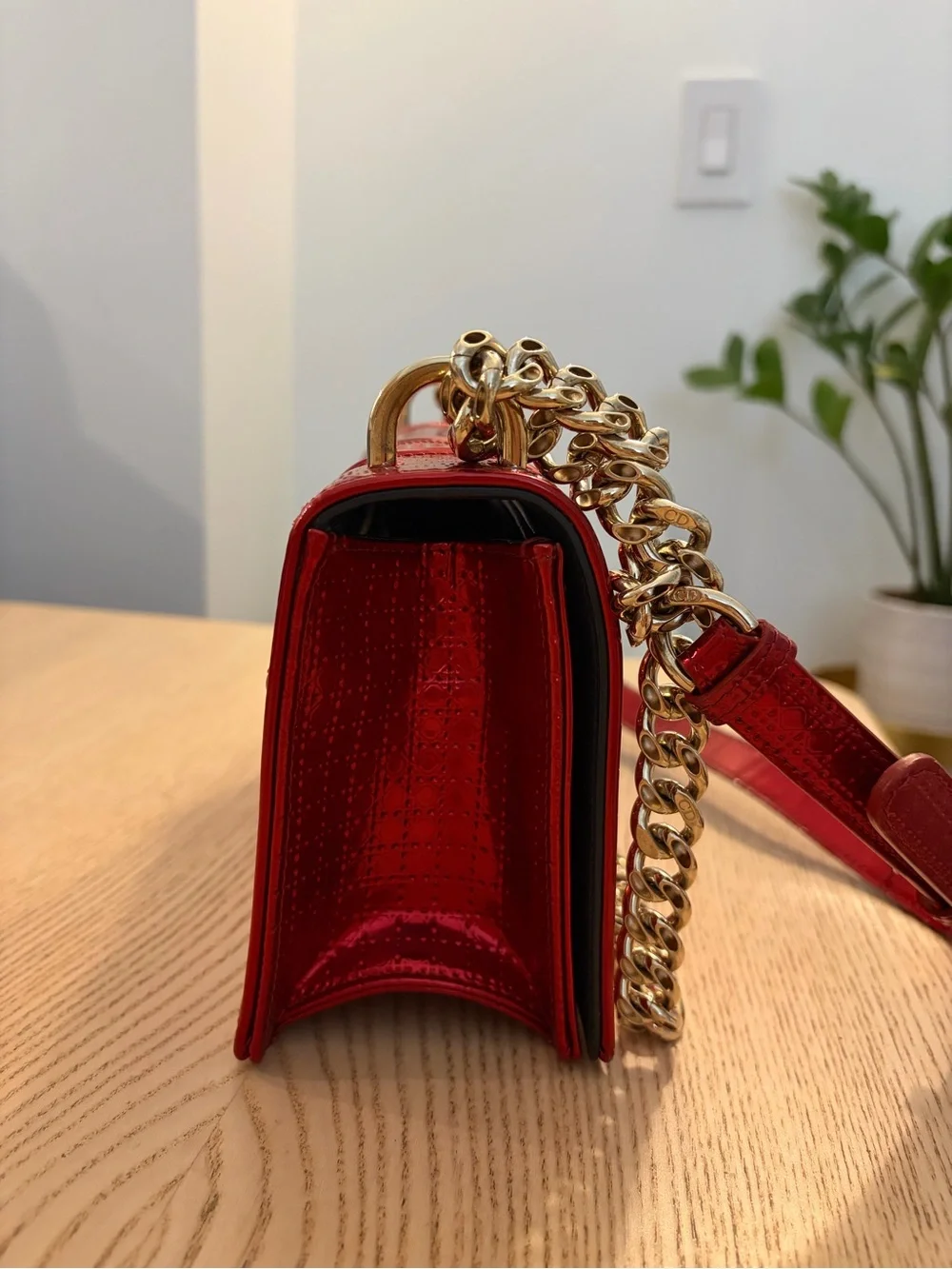 Dior Diorama Red Shoulder Bag with Champagne Gold Hardware